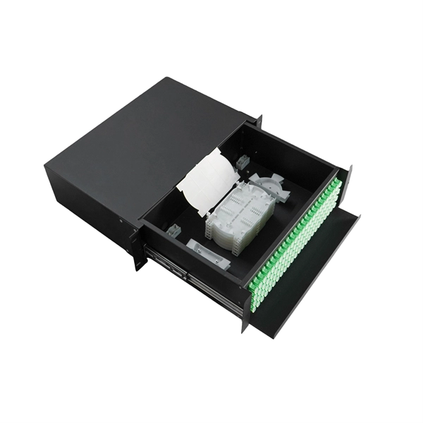 One fiber optic cable connects to four switches